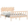 Bed frame with solid wood headboard 140x200 cm by vidaXL, Beds and slatted bases - Ref: Foro24-3193466, Price: 126,18 €, Disc...