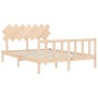 Bed frame with solid wood headboard 140x200 cm by vidaXL, Beds and slatted bases - Ref: Foro24-3193466, Price: 126,18 €, Disc...