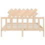 Bed frame with solid wood headboard 140x200 cm by vidaXL, Beds and slatted bases - Ref: Foro24-3193466, Price: 126,18 €, Disc...