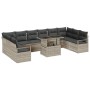 Conjunto de sofá de jardín 11 pcs Gris Claro Poliratán