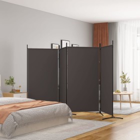 Biombo divisor de 4 paneles de tela marrón 346x180 cm de vidaXL, Divisores de ambientes - Ref: Foro24-350263, Precio: 49,10 €...