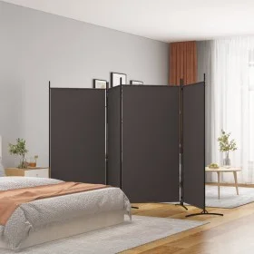 Divider screen with 4 brown fabric panels 346x180 cm by vidaXL, Room dividers - Ref: Foro24-350263, Price: 47,75 €, Discount: %