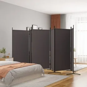 Biombo divisor de 6 paneles de tela marrón 520x180 cm de vidaXL, Divisores de ambientes - Ref: Foro24-350271, Precio: 67,60 €...