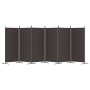 Biombo divisor de 6 paneles de tela marrón 520x180 cm de vidaXL, Divisores de ambientes - Ref: Foro24-350271, Precio: 72,08 €...