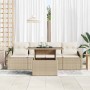 Conjunto de sofá de jardín 5 pcs Beige Poliratán