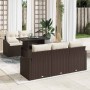 Conjunto de sofá de jardín 6 pcs Marrón Poliratán