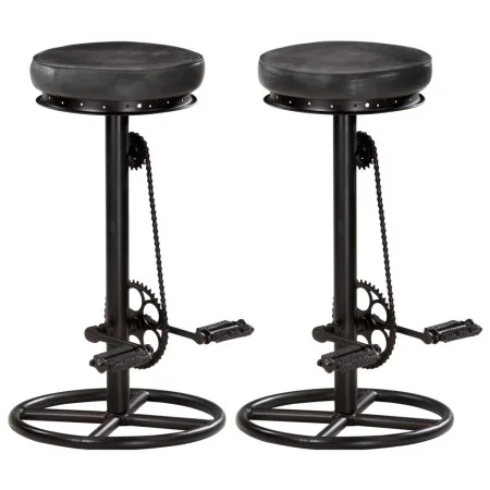 Taburetes de cocina 2 unidades cuero auténtico de cabra negro de vidaXL, Taburetes de cocina - Ref: Foro24-286968, Precio: 20...