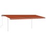 Manual retractable awning with orange and brown LED 6x3.5 m by vidaXL, Awnings - Ref: Foro24-3070085, Price: 882,55 €, Discou...
