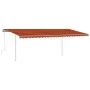 Manual retractable awning with orange and brown LED 6x3.5 m by vidaXL, Awnings - Ref: Foro24-3070085, Price: 883,58 €, Discou...