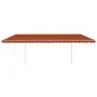 Manual retractable awning with orange and brown LED 6x3.5 m by vidaXL, Awnings - Ref: Foro24-3070085, Price: 883,58 €, Discou...