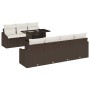 Conjunto de sofá de jardín 8 pcs Marrón Poliratán