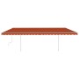 Manuell einziehbare Markise mit orangen und braunen Stangen 6x3,5 m von vidaXL, Markisen - Ref: Foro24-3070080, Preis: 715,42...
