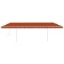 Toldo manual retráctil con postes naranja y marrón 6x3,5 m de vidaXL, Toldos - Ref: Foro24-3070080, Precio: 702,59 €, Descuen...