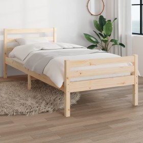 Solid wood bed frame 100x200 cm by vidaXL, Beds and slatted bases - Ref: Foro24-814809, Price: 94,20 €, Discount: %