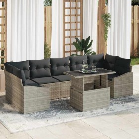 Conjunto de sofá de jardín 8 pcs Gris Claro Poliratán
