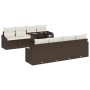Conjunto de sofá de jardín 9 pcs Marrón Poliratán
