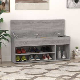 Banco zapatero madera contrachapada gris Sonoma 105x30x45 cm