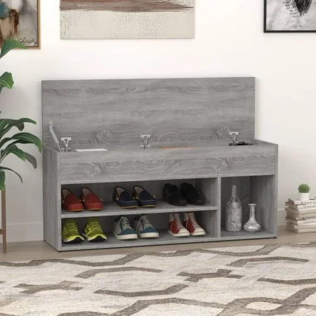 Gray Sonoma plywood shoe bench 105x30x45 cm by vidaXL, Shoe racks and shoe organizers - Ref: Foro24-816057, Price: 59,54 €, D...