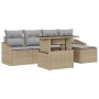 Conjunto de sofá de jardín con cojín 6 pcs Beige y Gris Claro