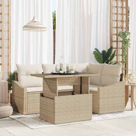 Conjunto de sofá de jardín 5 pcs Beige y Crema 100 x 55 x 73 cm