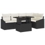 Conjunto de sofá de jardín 6 pcs Negro y crema 100 x 55 x 73 cm