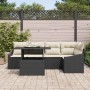 Conjunto de sofá de jardín 6 pcs Negro y crema 100 x 55 x 73 cm