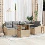 Conjunto de sofá de jardín con cojín 6 pcs Beige y Gris Claro