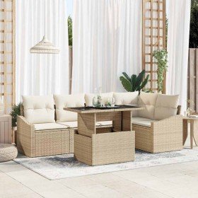 Conjunto de sofá de jardín con cojín 6 pcs Beige y Crema en Sofás de exterior | Comprar online en Foro24