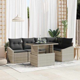 Conjunto de sofá de jardín 6 pcs Gris Claro y Gris Oscuro Conjunto de sofá de jardín 6 pcs Gris Claro y Gris Oscuro