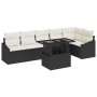 Conjunto de sofá de jardín 7 pcs Negro y crema 100 x 55 x 73 cm