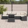 Conjunto de sofá de jardín 7 pcs Negro y crema 100 x 55 x 73 cm