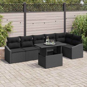 Conjunto de sofá de jardín 7 pcs Negro 100 x 55 x 73 cm