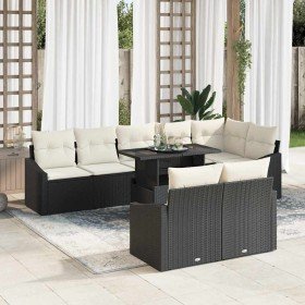 Conjunto de sofá de jardín 9 pcs Negro y crema 100 x 55 x 73 cm
