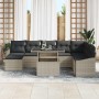 Conjunto de sofá de jardín 9 pcs Gris Claro y Gris Oscuro