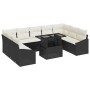 Conjunto de sofá de jardín con cojín 10 pcs Negro y crema