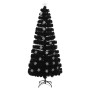 Árbol de Navidad copos de nieve LED fibra óptica negro 210 cm