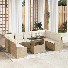 Conjunto de sofá de jardín con cojín 10 pcs Beige y Crema en Sofás de exterior | Comprar online en Foro24