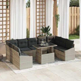 Conjunto de sofá de jardín 10 pcs Gris Claro y Gris Oscuro