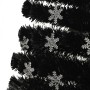 Árbol de Navidad copos de nieve LED fibra óptica negro 210 cm