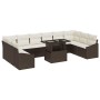 Conjunto de sofá de jardín con cojín 11 pcs Marrón y crema