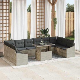 Conjunto de sofá de jardín 11 pcs Gris Claro y Gris Oscuro