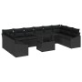 Conjunto de sofá de jardín 11 pcs Negro 100 x 55 x 73 cm