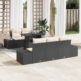 Conjunto de sofá de jardín 6 pcs Negro y crema 100 x 55 x 73 cm