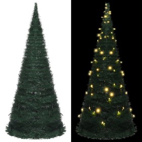 Árbol de Navidad artificial emergente con tira LED verde 210 cm