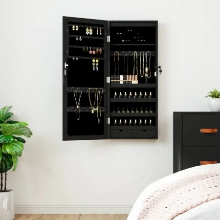 Wall-mounted black mirror with jewelry box and LED lights by vidaXL, Mirrors - Ref: Foro24-353233, Price: 90,74 €, Discount: %