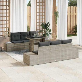 Conjunto de sofá de jardín 7 pcs Gris Claro y Gris Oscuro