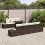 Conjunto de sofá de jardín con cojín 8 pcs Marrón y crema