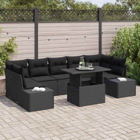 Conjunto de sofá de jardín 8 pcs Negro 100 x 55 x 73 cm