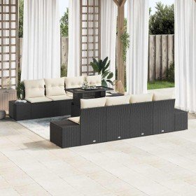 Conjunto de sofá de jardín 7 pcs Negro y crema 100 x 55 x 73 cm