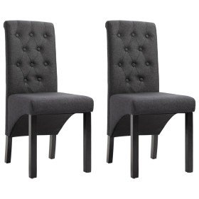 Sillas de comedor 2 unidades tela gris oscuro Sillas de comedor 2 unidades tela gris oscuro